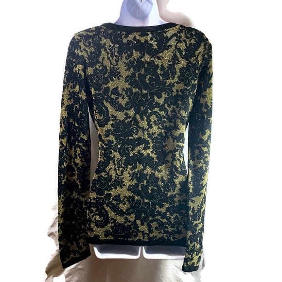 2B Bebe Womans Size Medium Black And Gold Embellished Long Sleeve Sweater New - Picture 5 of 7